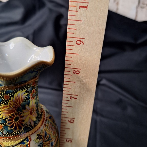 Vintage Satsuma Style Moriage Vase Madonna and Child Angels Gold Gilt Floral 8.5 - Picture 9 of 14